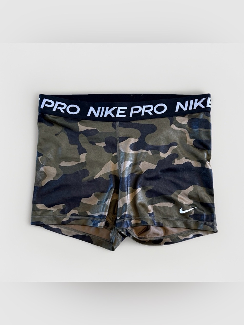 Nike Pro Dri-Fit Camo Compression Shorts Womens Medium Green Black Athletic